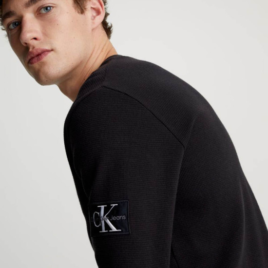  Calvin Klein Ανδρική μακρυμάνικη μπλούζα Badge Crew Waffle